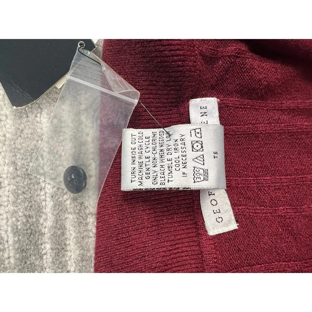 Geoffrey Beene Polo Sweater Mens Large Red Cranberry Marl Ribbed Fine Gauge NWT